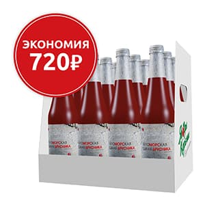 Морс с мякотью Брусника БЕЗ САХАРА, коробка (12 бутылок). Экономия 720₽