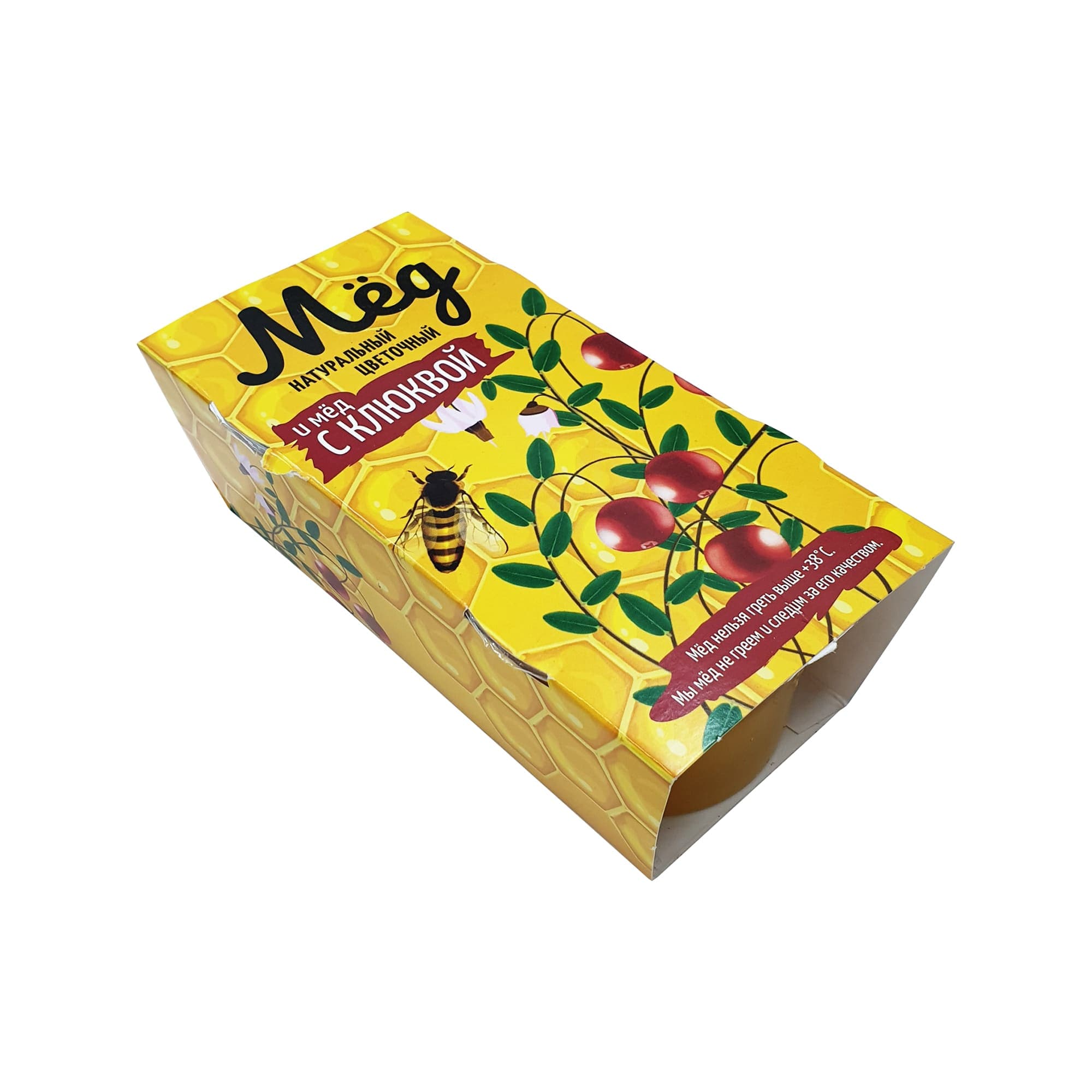 Мёд натуральный цветочный + мёд с клюквой 280г (2х140г)