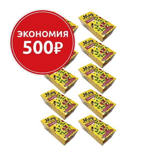 Мёд натуральный цветочный + мёд с клюквой 280г (2х140г) х 10шт
